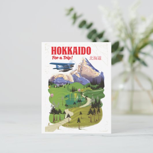 Reisposter voor de  stijl Hokkaido japan Briefkaart (Staand voorkant)