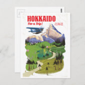 Reisposter voor de  stijl Hokkaido japan Briefkaart (Voorkant / Achterkant)