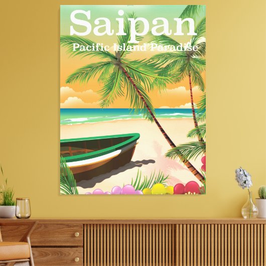 Reisposter voor de  stijl Saipan Canvas Afdruk (Insitu (Woonkamer))
