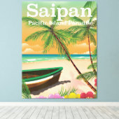 Reisposter voor de  stijl Saipan Canvas Afdruk (Insitu (Houten vloer))