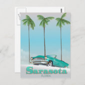 Reisposter voor de  stijl Sarasota Florida Briefkaart (Voorkant / Achterkant)