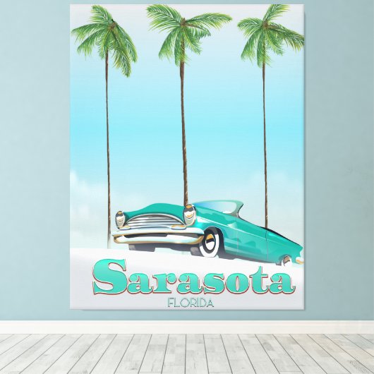 Reisposter voor de  stijl Sarasota Florida Canvas Afdruk (Insitu (Houten vloer))