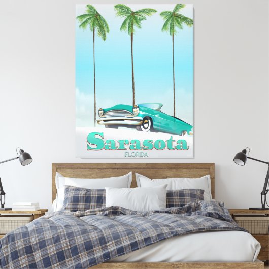 Reisposter voor de  stijl Sarasota Florida Canvas Afdruk (Insitu (Slaapkamer))