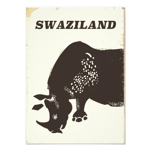 Reisposter voor de  stijl Swaziland Rhino Foto Afdruk (Voorkant)