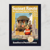Reisposter voor de Sunset Route per spoor en Zee Briefkaart (Voorkant)