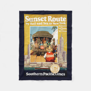 Reisposter voor de Sunset Route per spoor en Zee Fleece Deken