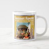 Reisposter voor de Sunset Route per spoor en Zee Grote Koffiekop (Rechts)