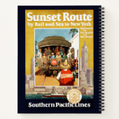 Reisposter voor de Sunset Route per spoor en Zee Notitieboek (Achterkant)