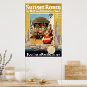 Reisposter voor de Sunset Route per spoor en Zee Poster (Keuken)