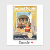 Reisposter voor de Sunset Route per spoor en Zee Sticker (Vel)