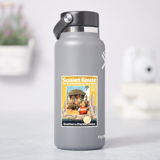 Reisposter voor de Sunset Route per spoor en Zee Sticker (HydroFlask)