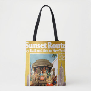 Reisposter voor de Sunset Route per spoor en Zee Tote Bag