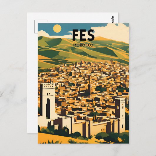 Reisposter voor Fes Morocco Briefkaart (Voorkant / Achterkant)