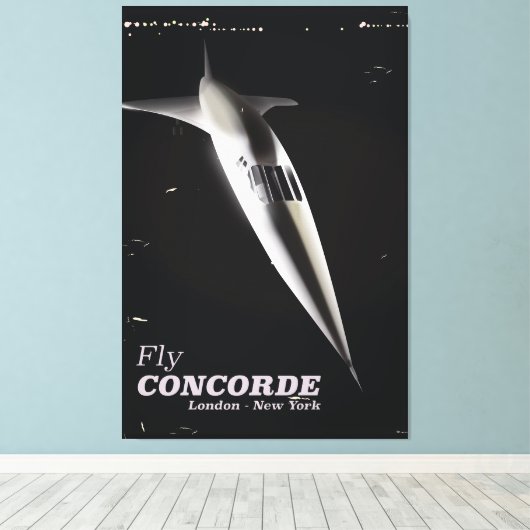 Reisposter voor Fly Concorde stijl Canvas Afdruk (Insitu (Houten vloer))