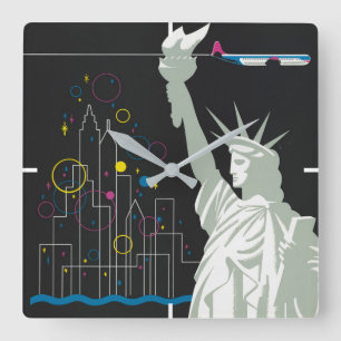 Reisposter voor Flying Northwest Airlines Vierkante Klok