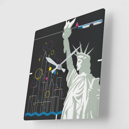 Reisposter voor Flying Northwest Airlines Vierkante Klok (Hoek)