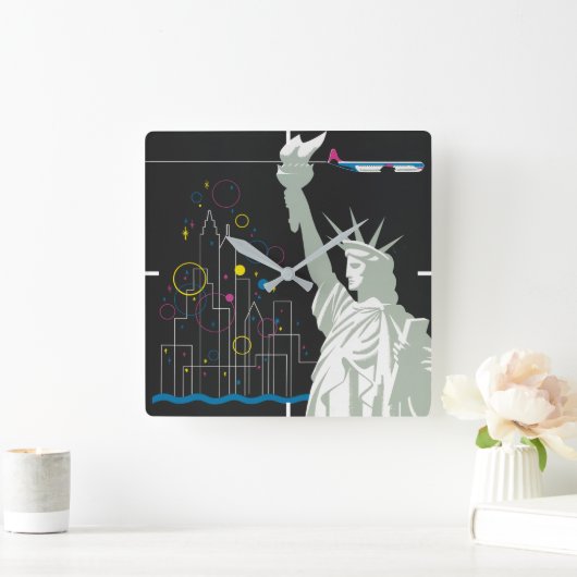 Reisposter voor Flying Northwest Airlines Vierkante Klok (Huis)