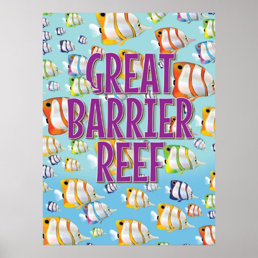 Reisposter voor Great Barrier Reef cartoon Poster (Voorkant)