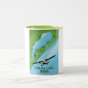 Reisposter voor het Chilika Lake India Tweekleurige Koffiemok