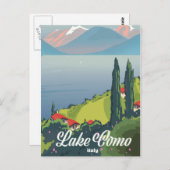 Reisposter voor het meer Como Italië,  Briefkaart (Voorkant / Achterkant)