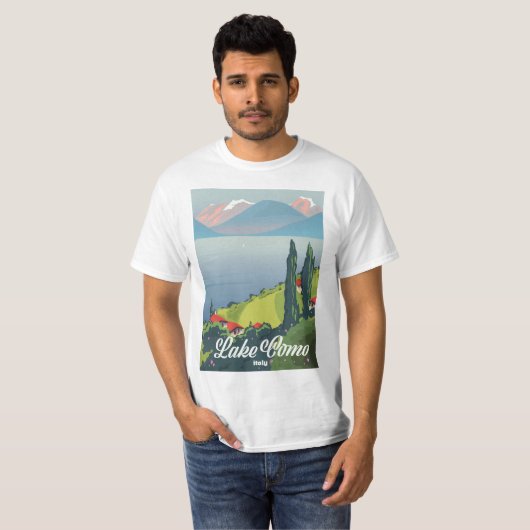 Reisposter voor het meer Como Italië, T-shirt (Voorkant volledig)