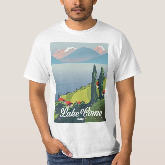 Reisposter voor het meer Como Italië,  T-shirt (Voorkant)