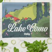 Reisposter voor het meer Como Italië,  Theedoek (Gevouwen)