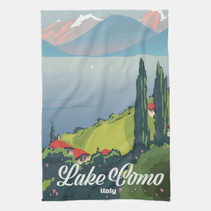 Reisposter voor het meer Como Italië,  Theedoek
