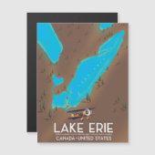 reisposter voor het meer van Erie, USA Lake Map (Voorkant / Achterkant)