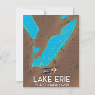 reisposter voor het meer van Erie, USA Lake Map