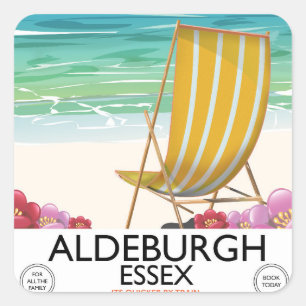 Reisposter voor het strand van Essex in Aldeburgh Vierkante Sticker
