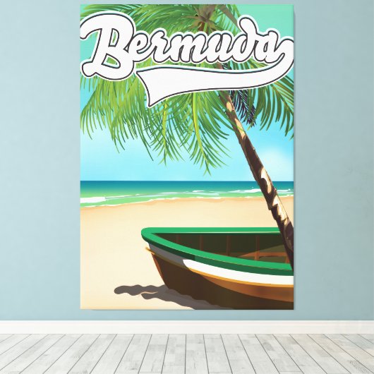 Reisposter voor het Tropische eiland Bermuda Canvas Afdruk (Insitu (Houten vloer))