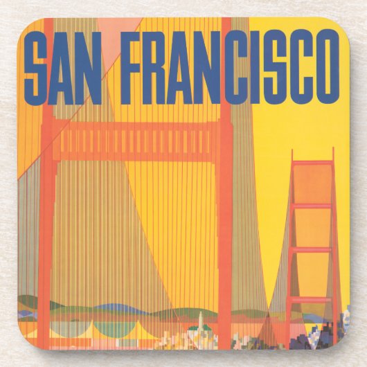 Reisposter voor het vliegen van TWA naar San Franc Bier Onderzetter (Voorkant)