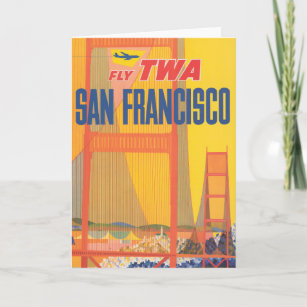 Reisposter voor het vliegen van TWA naar San Franc Kaart