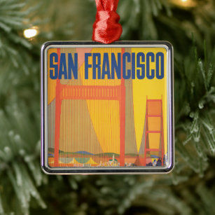 Reisposter voor het vliegen van TWA naar San Franc Metalen Ornament