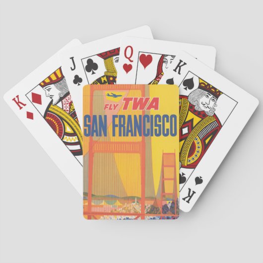 Reisposter voor het vliegen van TWA naar San Franc Pokerkaarten (Achterkant)
