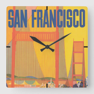 Reisposter voor het vliegen van TWA naar San Franc Vierkante Klok