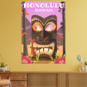 Reisposter voor Honolulu Hawaii-gezichtsmasker Canvas Afdruk (Insitu (Woonkamer))
