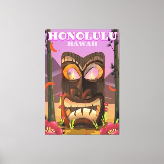 Reisposter voor Honolulu Hawaii-gezichtsmasker Canvas Afdruk (Voorkant)