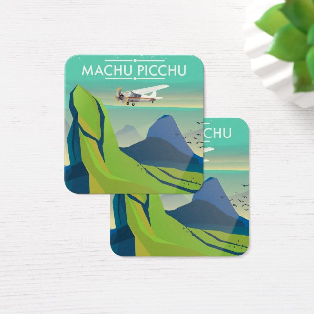 reisposter voor machu picchu vierkante visitekaartjes (Bureau)