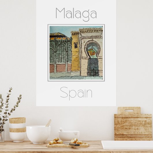 Reisposter voor Malaga Spanje Poster (Keuken)