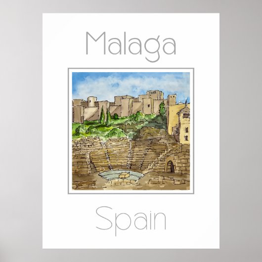Reisposter voor Malaga Spanje Poster (Voorkant)