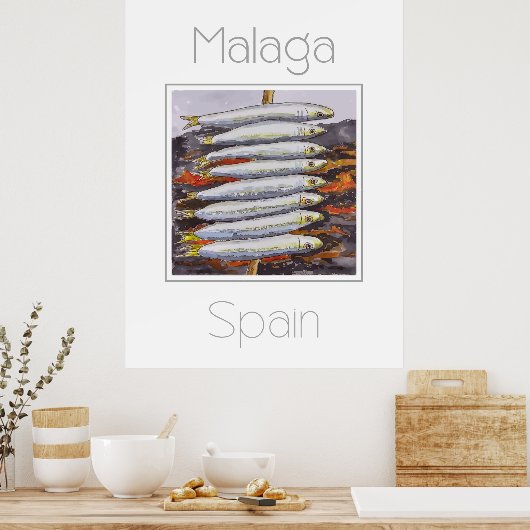 Reisposter voor Malaga Spanje Poster (Keuken)