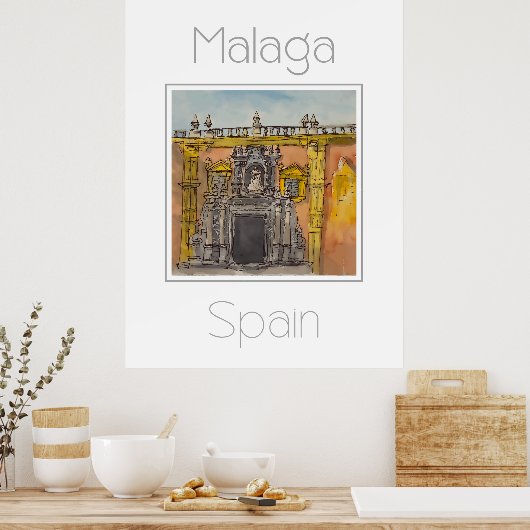 Reisposter voor Malaga Spanje Poster (Keuken)