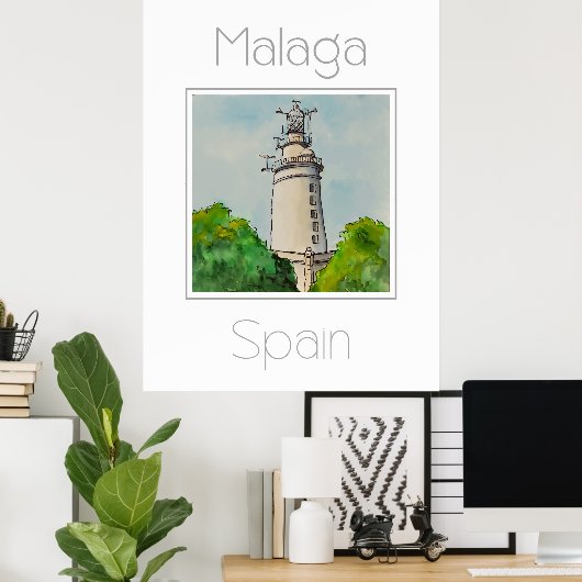Reisposter voor Malaga Spanje Poster (Thuiskantoor)