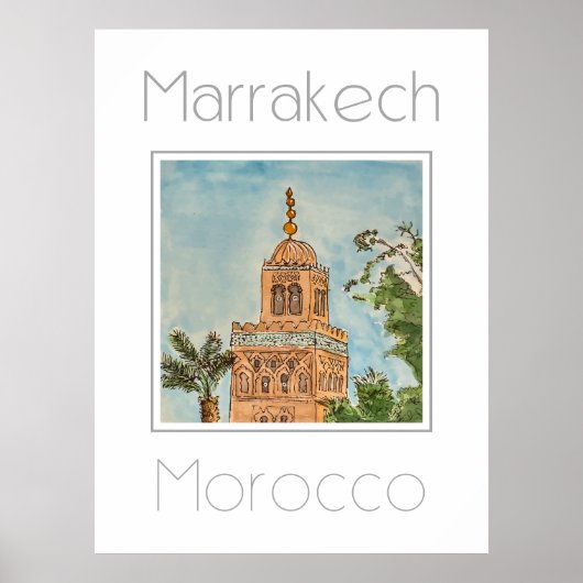 Reisposter voor Marrakech Marokko Poster (Voorkant)