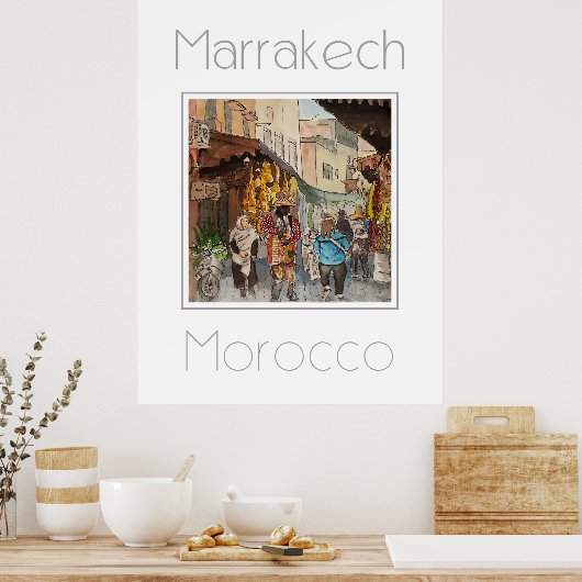 Reisposter voor Marrakech Marokko Poster (Keuken)
