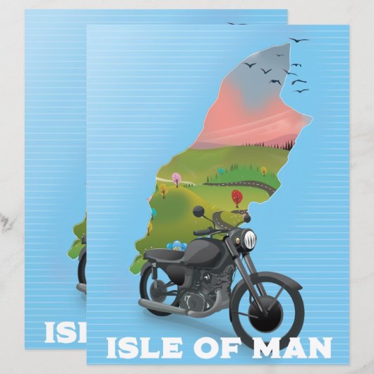 Reisposter voor motorfietsen op het eiland Man (Voorkant / Achterkant)