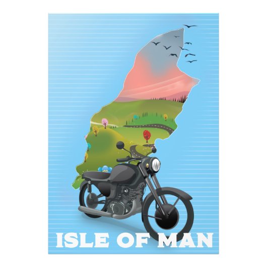 Reisposter voor motorfietsen op het eiland Man Foto Afdruk (Voorkant)