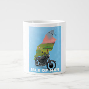 Reisposter voor motorfietsen op het eiland Man Grote Koffiekop